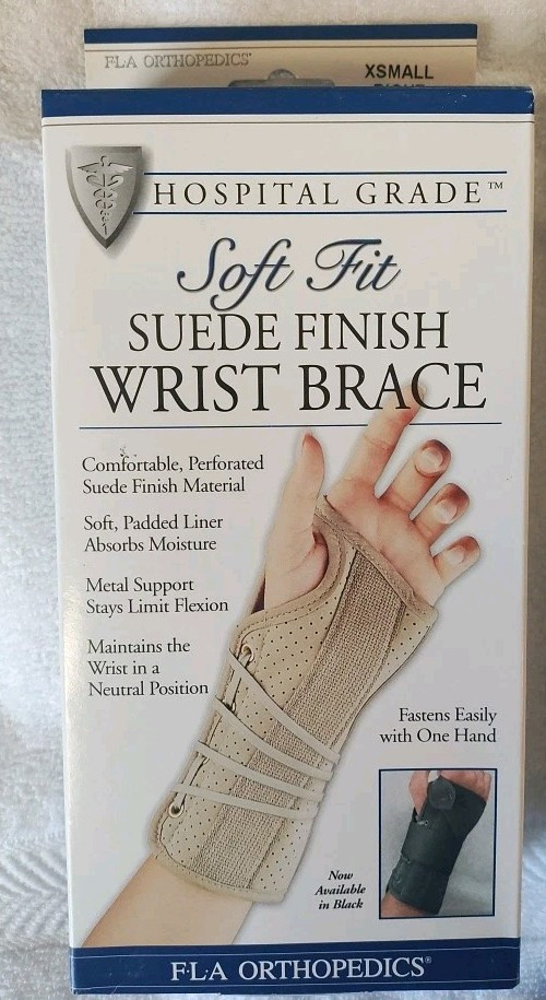 FLA Soft Fit Suede Finish Wrist Brace, XSmall, Right Beige