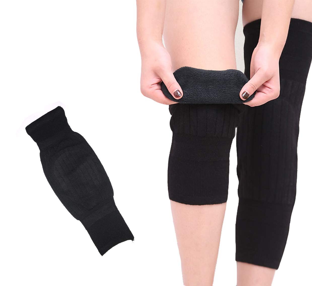 Unisex Cashmere Wool Knee Brace Pads Winter Warm Thermal Knee Warmers Thicken…