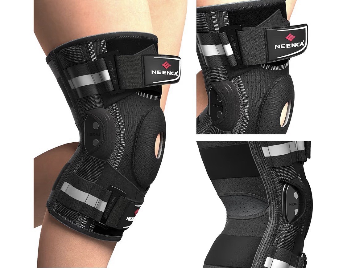 Knee Brace for Knee Pain, Hinged Knee Support X-Strap Fixing System Large