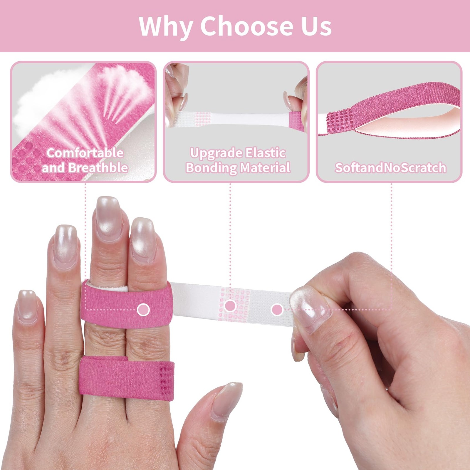 Finger Splint, 12PCS Finger Buddy Straps, Adjustable Buddy tape for Broken To…