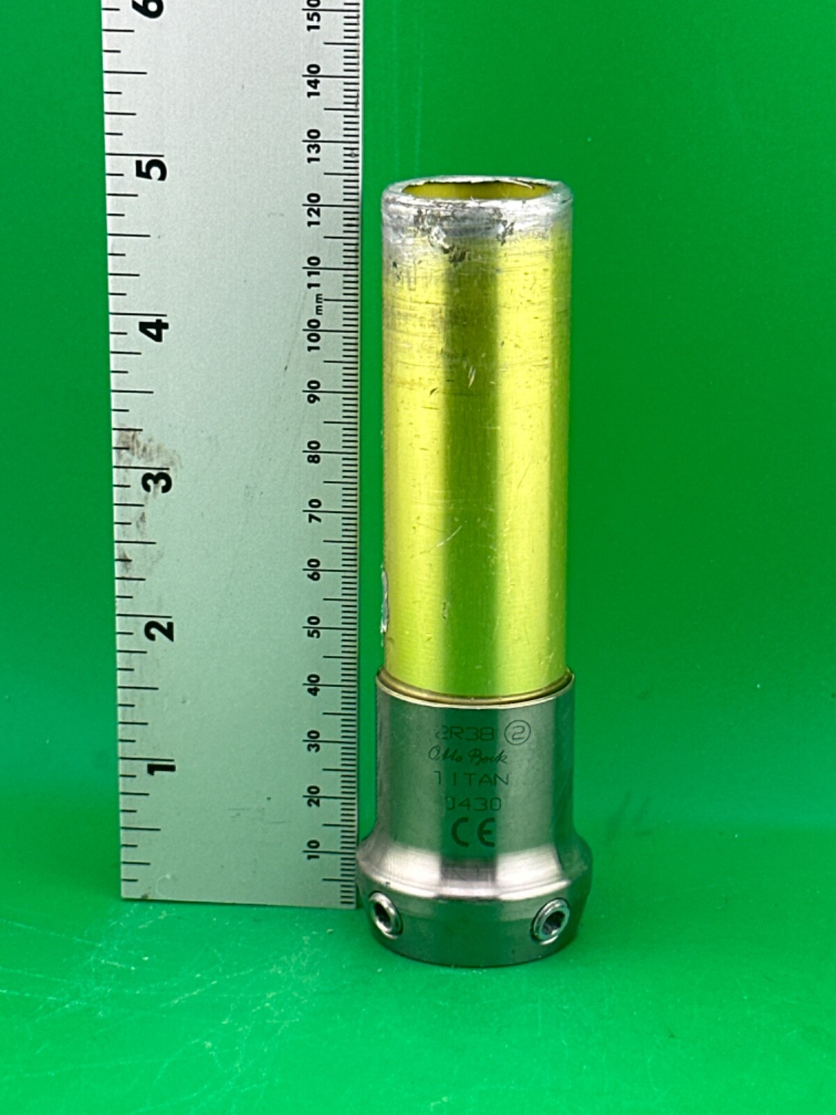 Prosthetic leg component adapter part. 30mm diameter pylon female receiver 2R38
