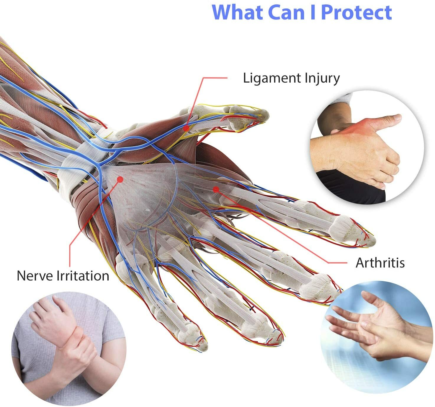 2 Pairs Fingerless Copper Compression Arthritis Gloves Carpal Joint Pain Relief