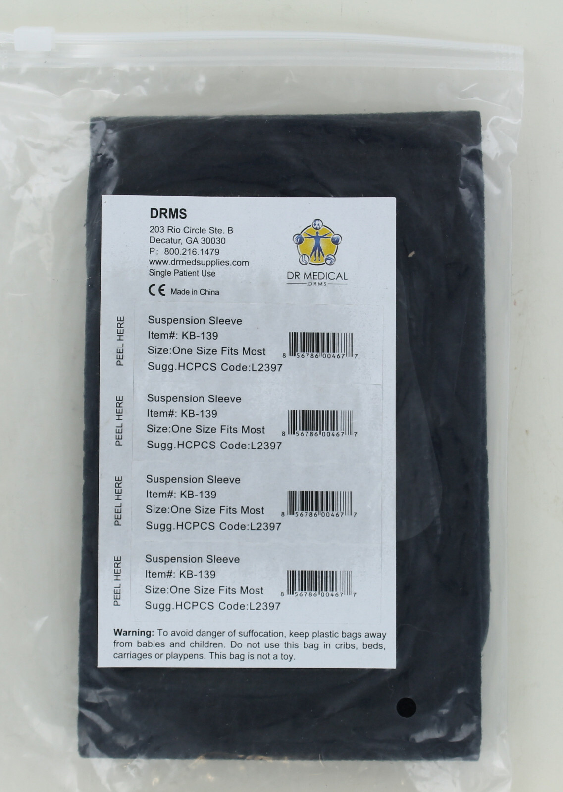 New Dr Medical DRMS Suspension Sleeve #KB-139 – 1 Size Fits Most – Black