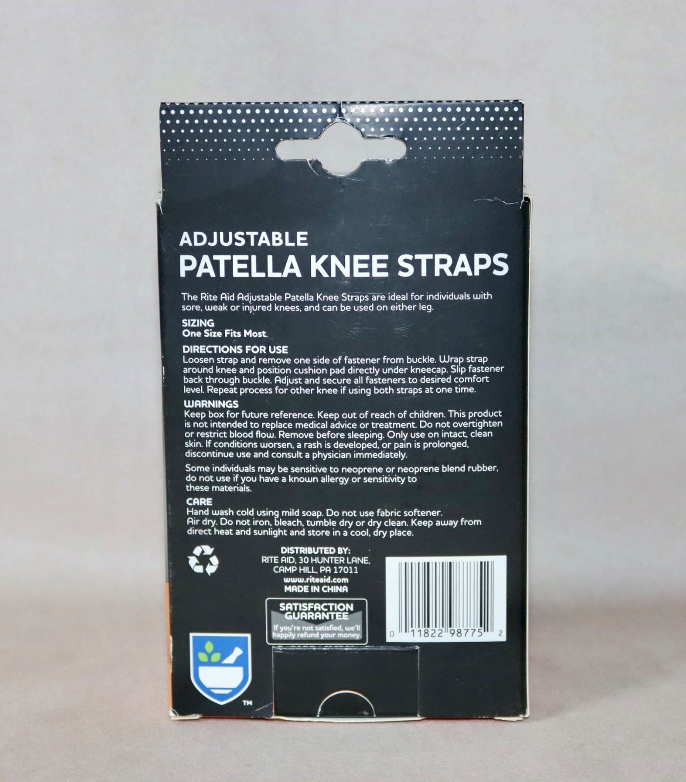 Patella Adjustable Knee Support ~ 2 Knee Straps NEW ~ Distributed By RiteAid