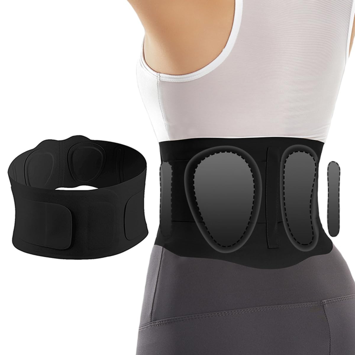 Versatile Back Support Brace for Men & Women – Sciatica & Pain Relief in Black