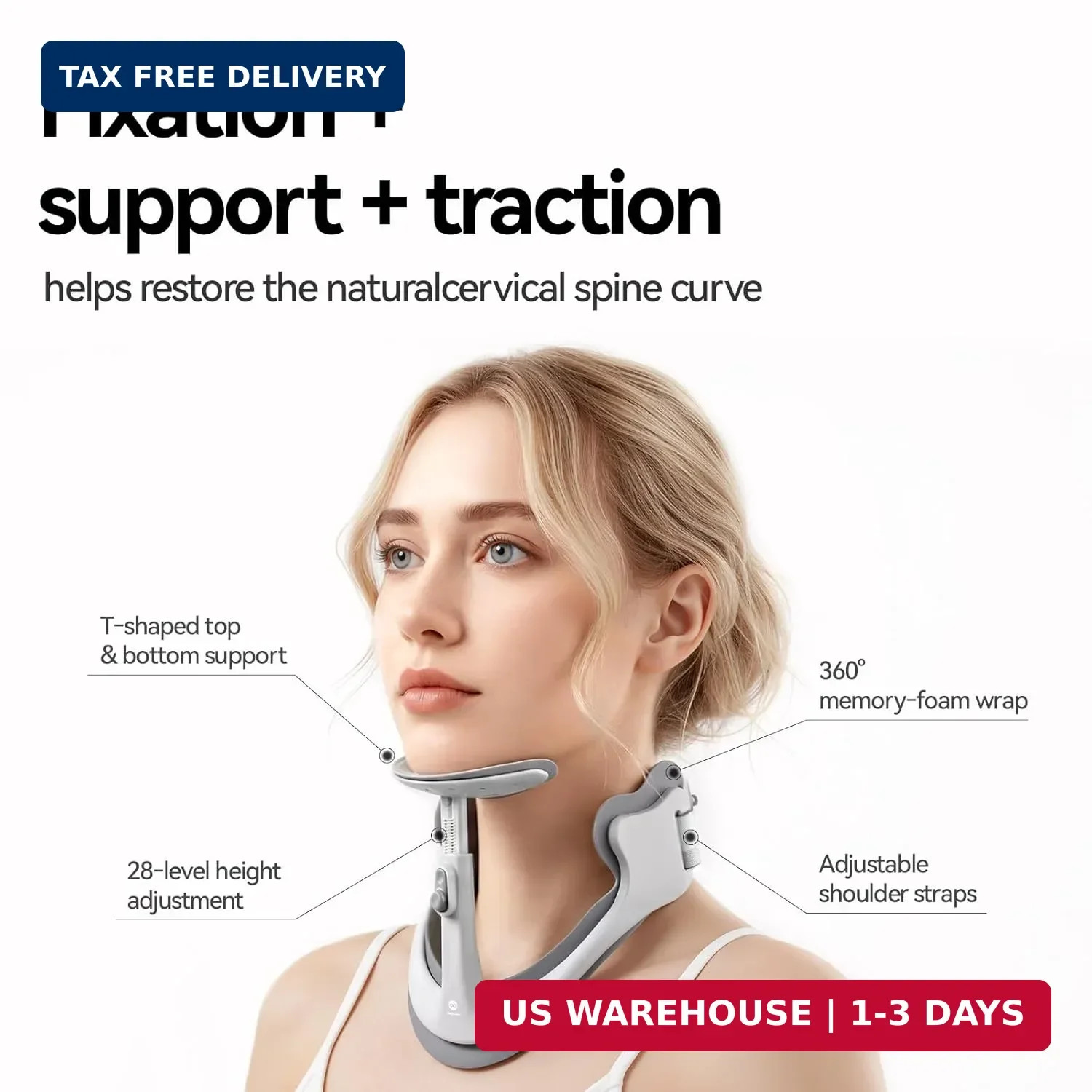 Posture Corrector for Neck & Cervical Spine Alignment – 360° Adjustable Neck Col