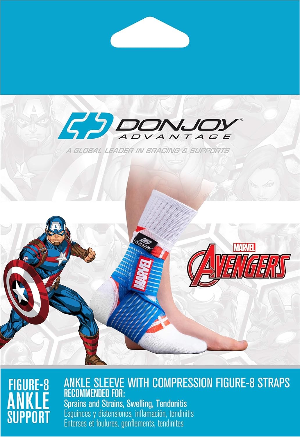 Marvels Captain America Ankle Sleeve w/Compression Figure 8 Straps YOUTH