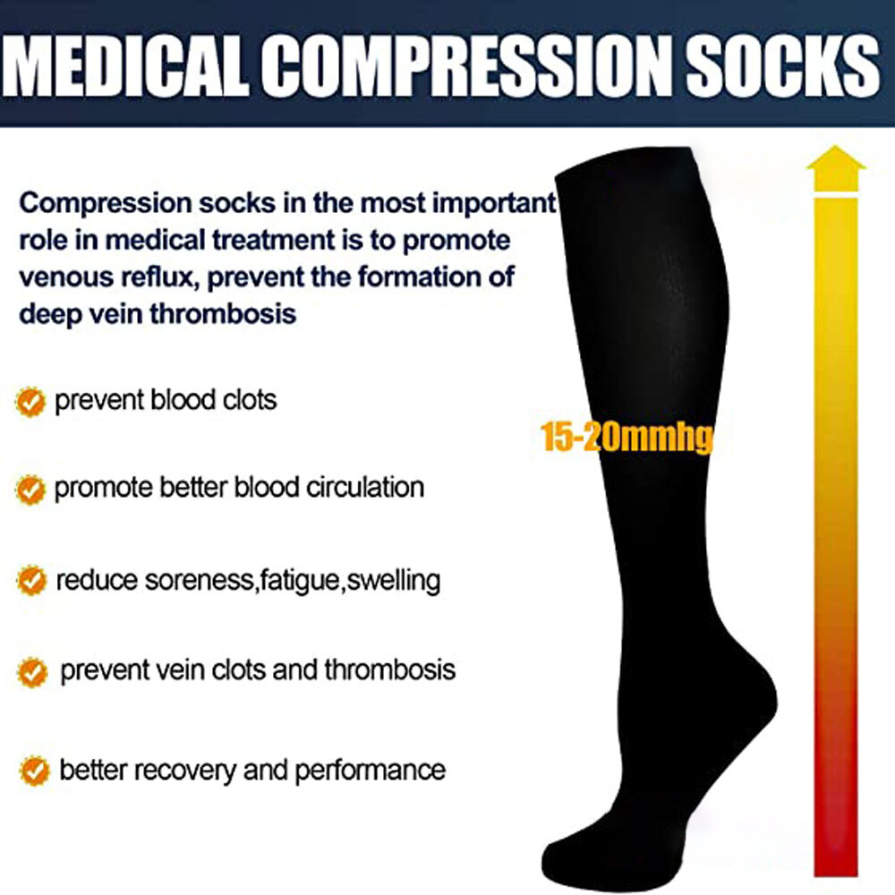 6 Pairs Compression Socks Women – Medical Mobility 15-20mmhg For Men S/M L/Xl