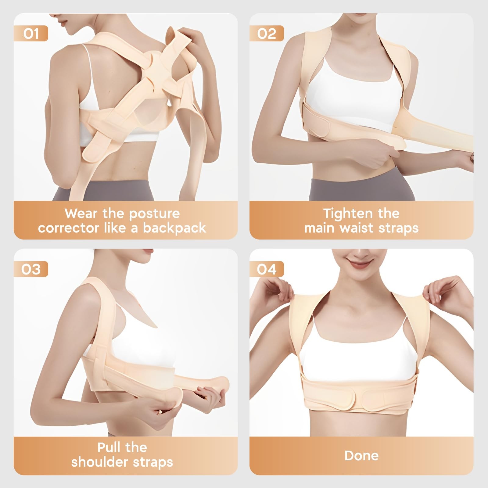 BLACKYEW Back Brace Posture Corrector for Women and Men, Adjustable L, Beige
