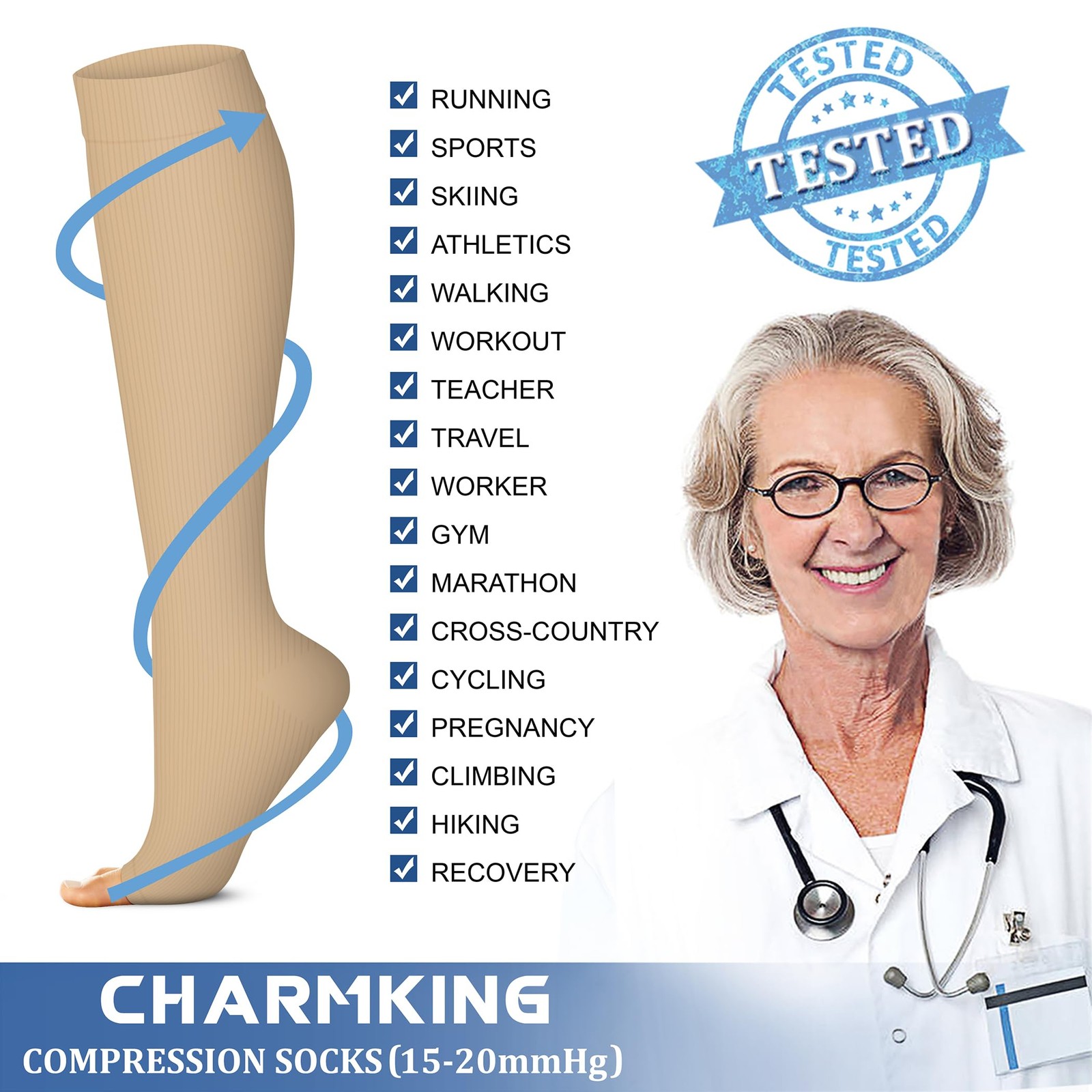 3 Pairs Open Toe Compression Socks for Women & Men – Circulation 15-20 mmHg -…