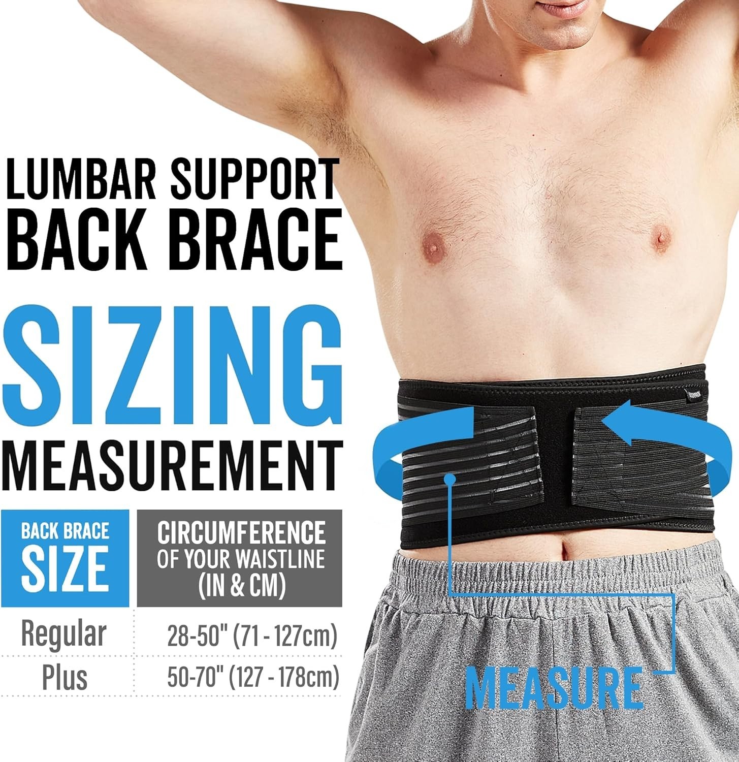 Ergonomic Lumbar Support Back Brace 28″-50″ – For Sciatica and Herniated Discs