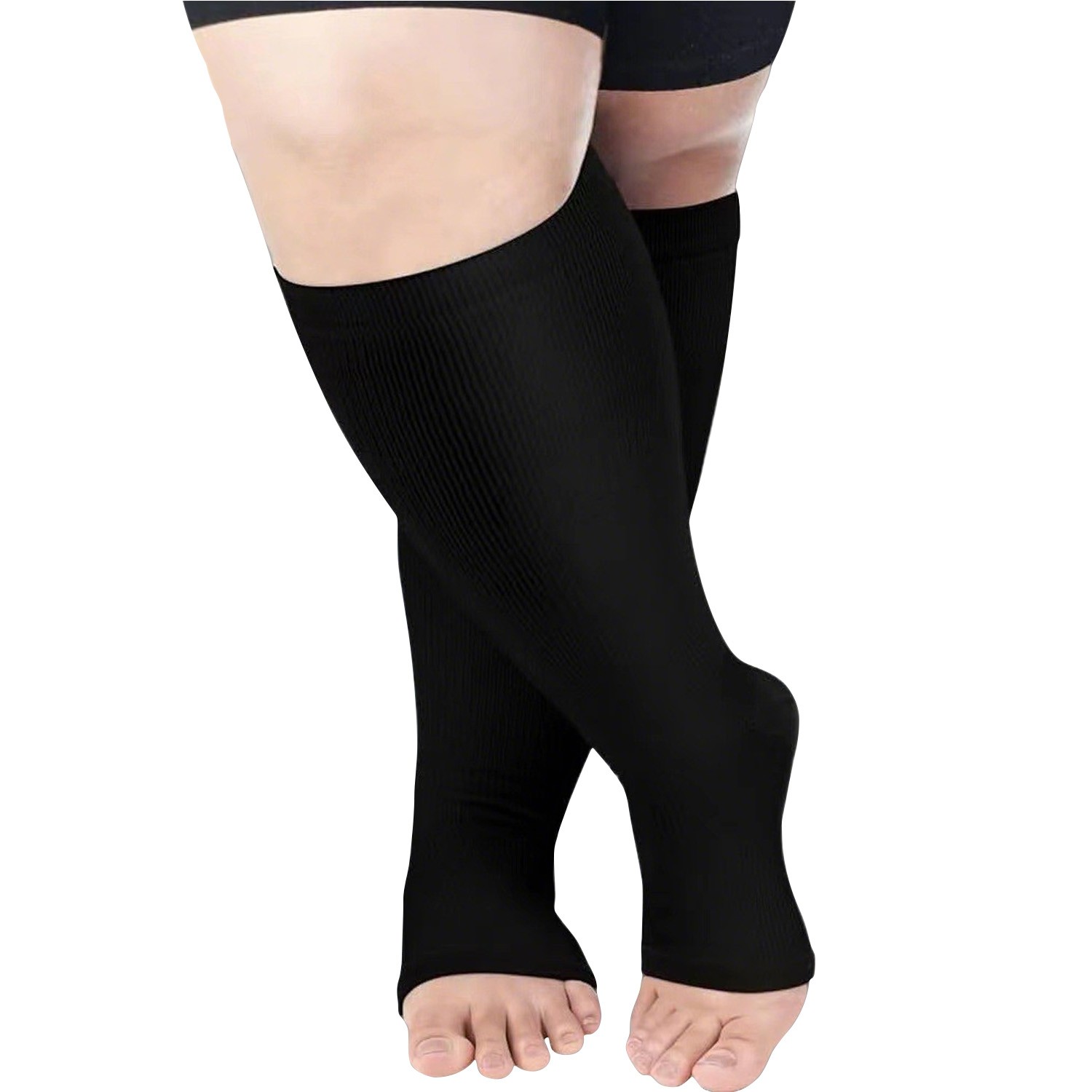 5 Pairs 20-30 mmHg Toeless Compression Socks-Knee High Support for Running&Sport