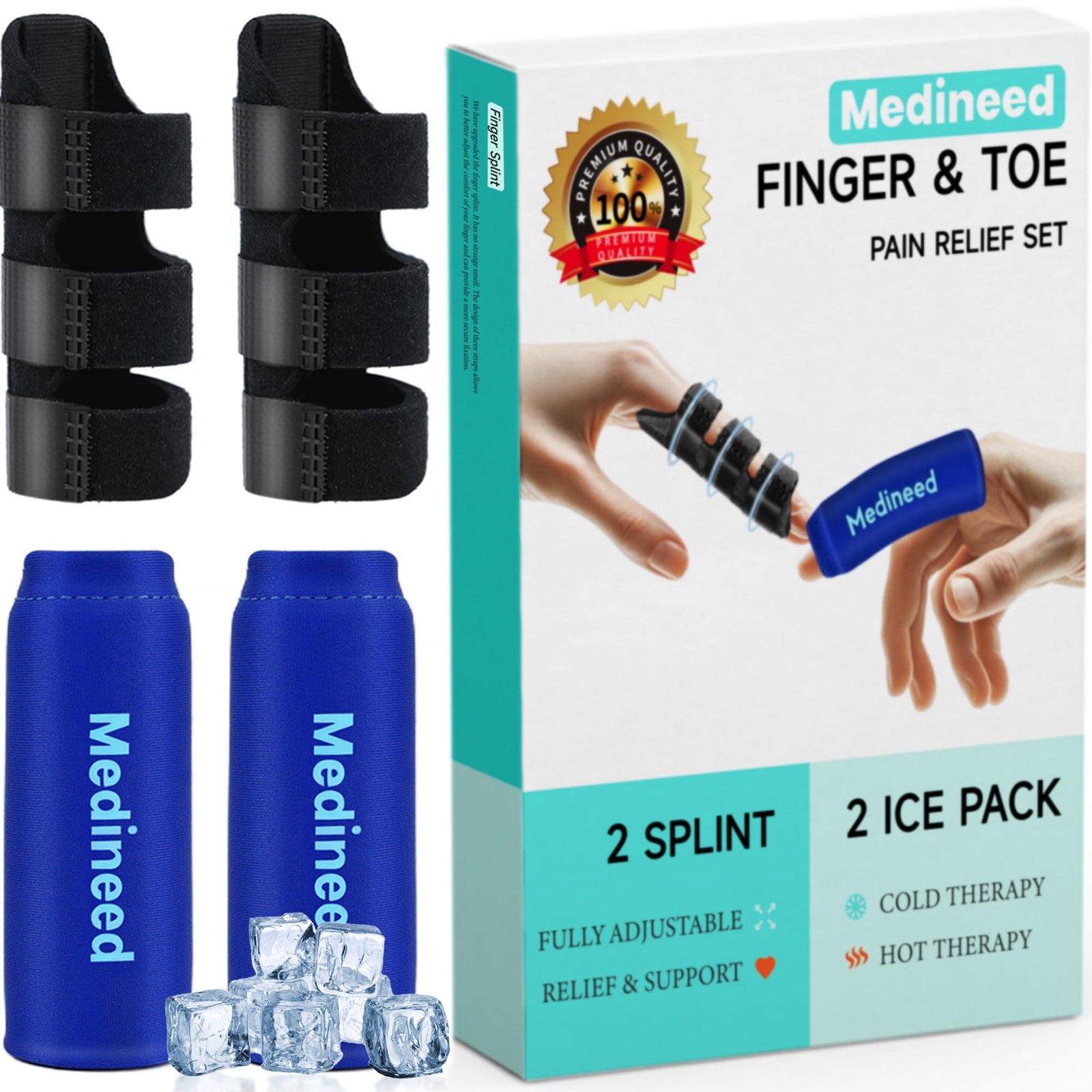 2PCS Finger Ice Pack & 2PCS Trigger Finger Splint, Thumb Splint & Sleeves Col…