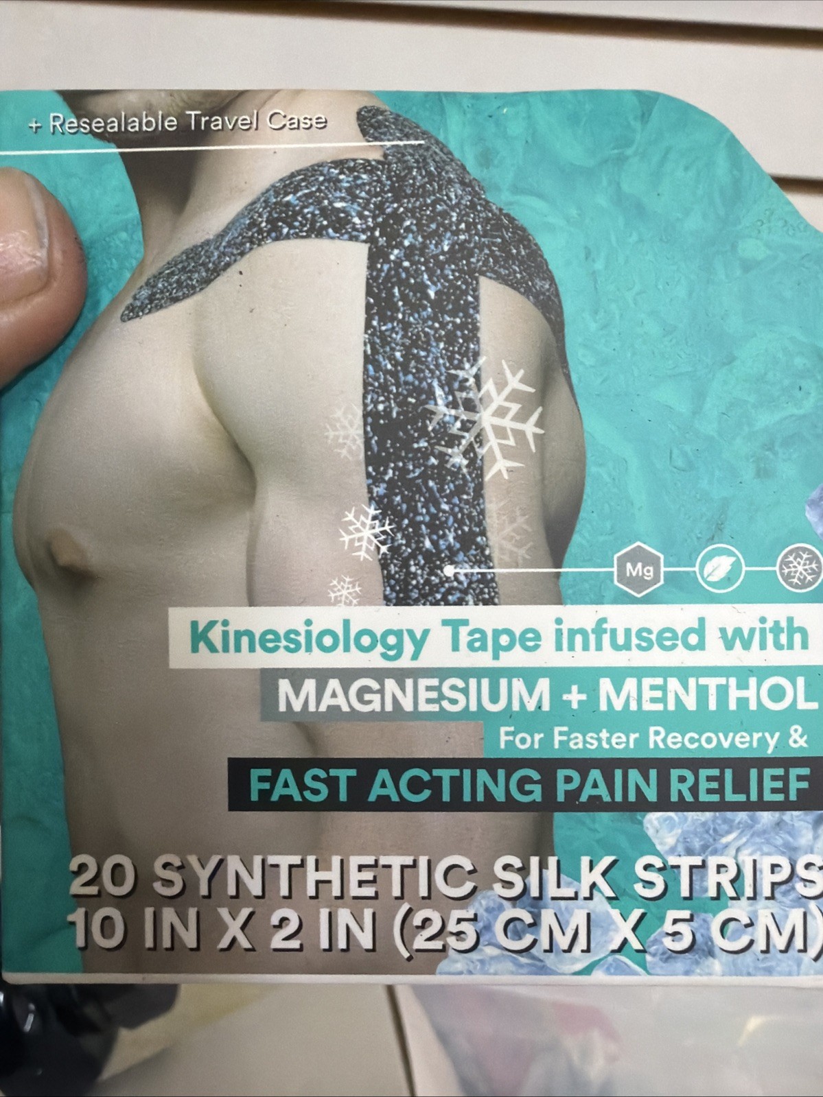 Heali Kinesiology Tape Infused Magnesium Menthol Blue Splatter Pre Cut Sealed