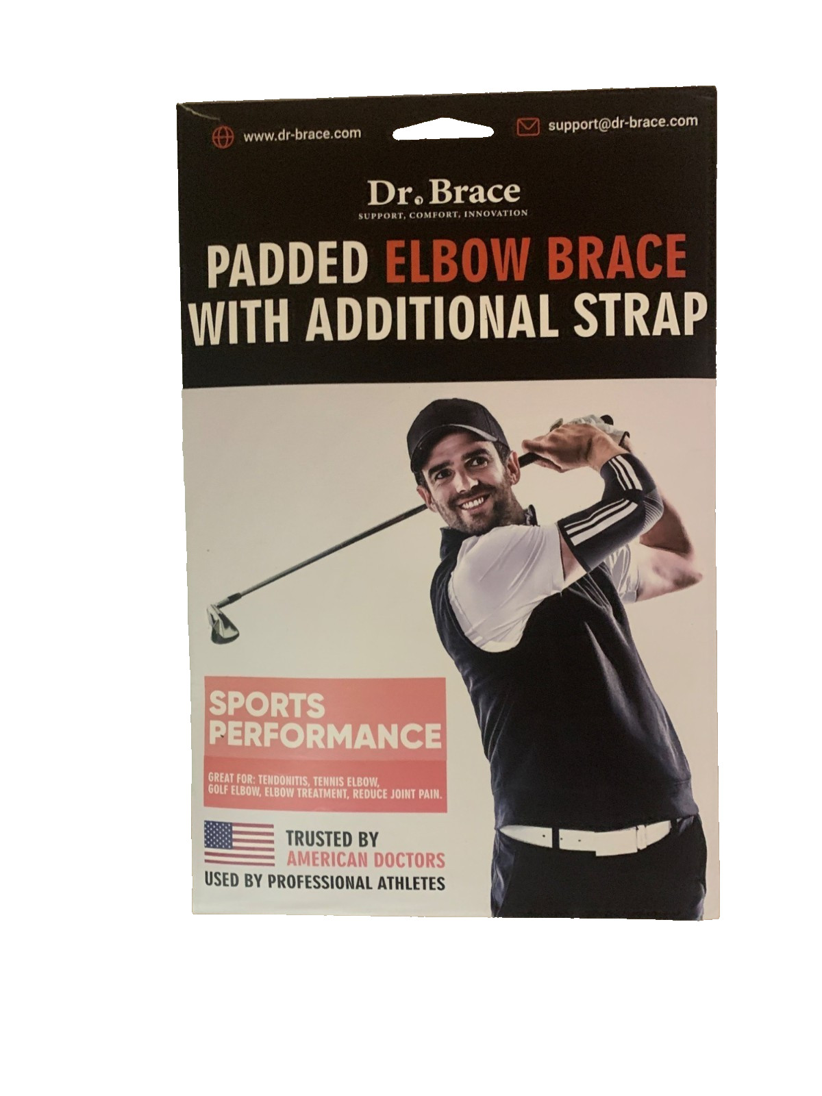 Dr. Brace Padded Elbow Brace W/ Additional Strap For Sports Performance