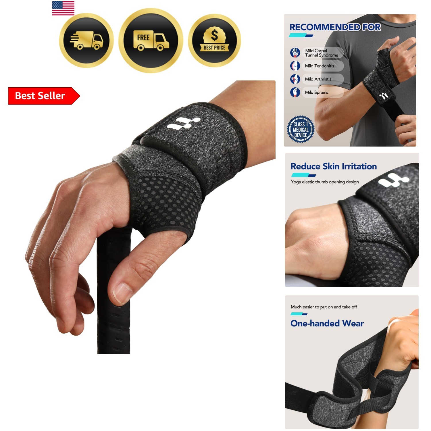 Wrist Brace with Soft Thumb Opening for Mild Carpal Tunnel Tendonitis Arthrit…