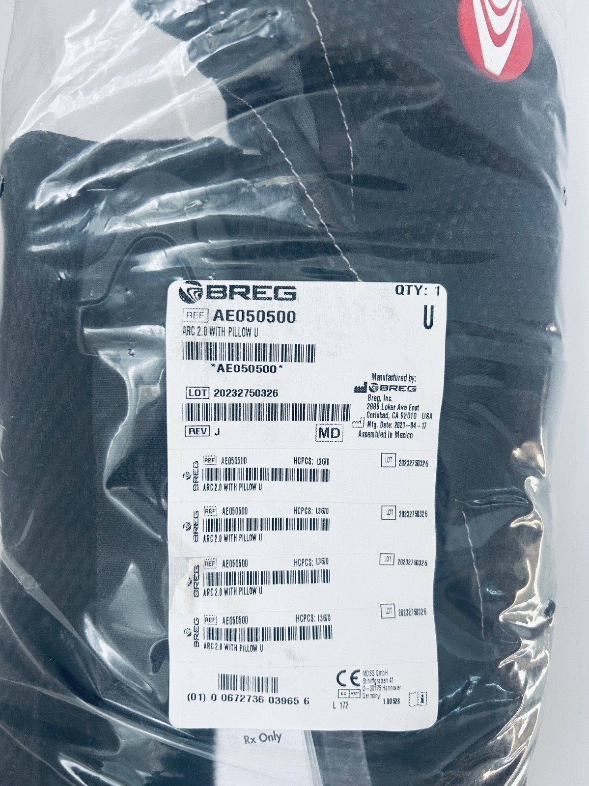 Breg ARC 2.0 Shoulder Brace w/ Support Pillow REF AE050500 NEW One Size