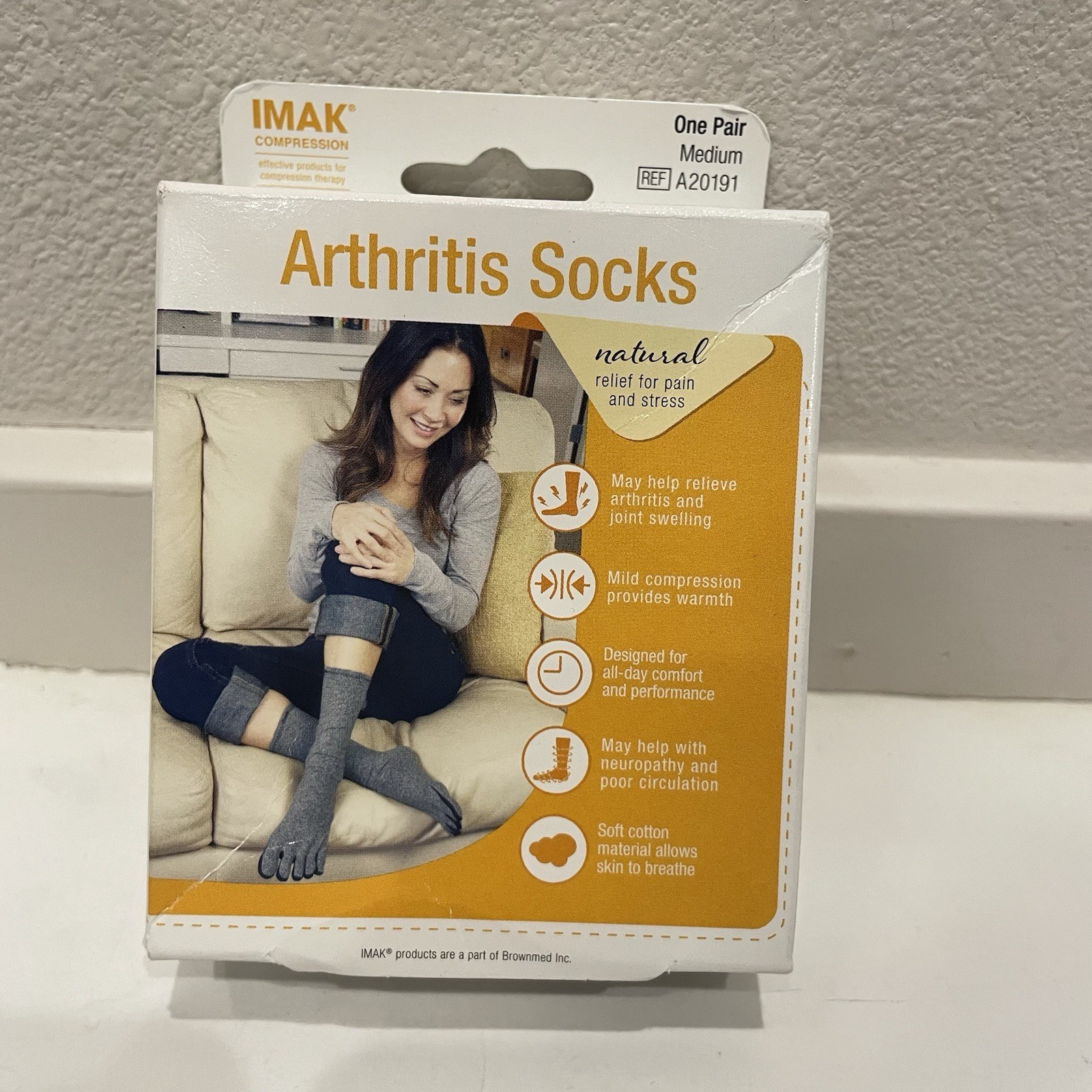 Brownmed IMAK Compression Arthritis Socks – Heather Gray MEDIUM – NEW IN BOX