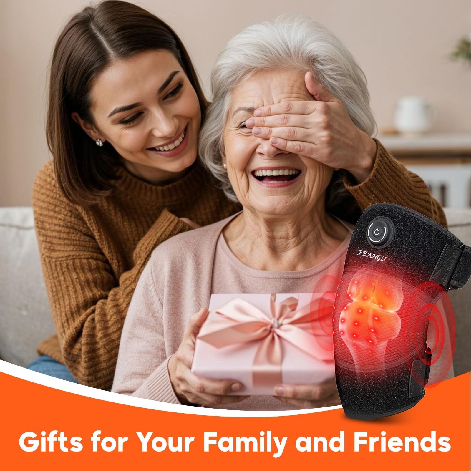 Red Light Therapy Knee Brace & Heating Pad, Cordless Infrared Wrap for Pain Reli