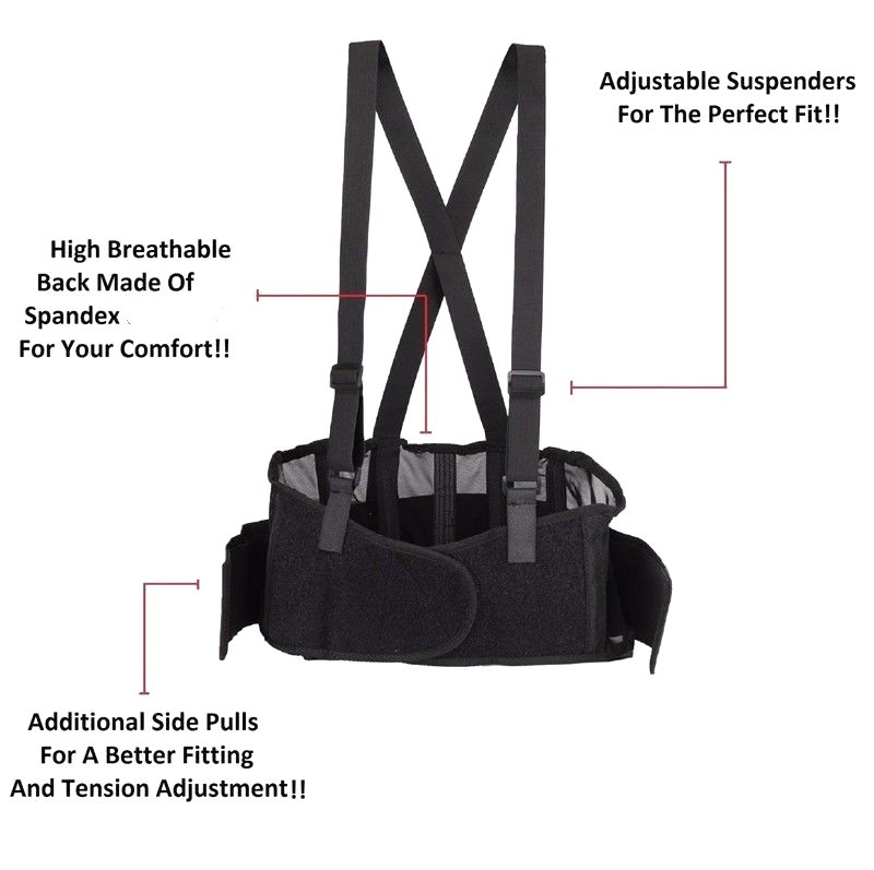 Back Support Belt Heavy Lift Lumbar Brace Suspenders for Work Adjustable Strap