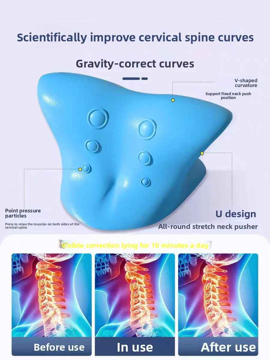 CShaped Pillow Cervical Massage Pillow Neck Correction Traction Support Massage