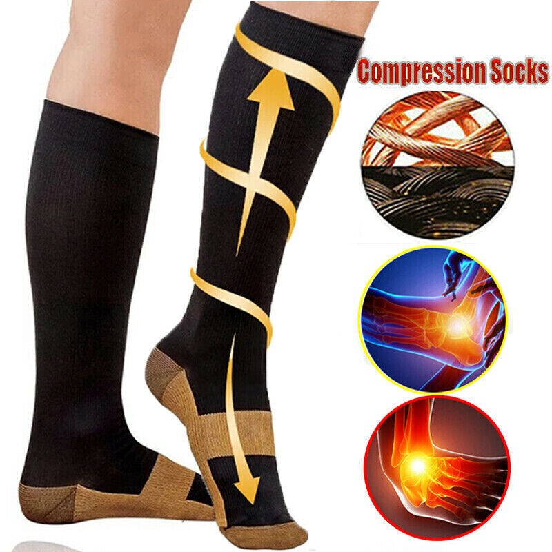 3Pair Copper Compression Socks 15-20mmHg Fit Support Men Women Workout Stockings