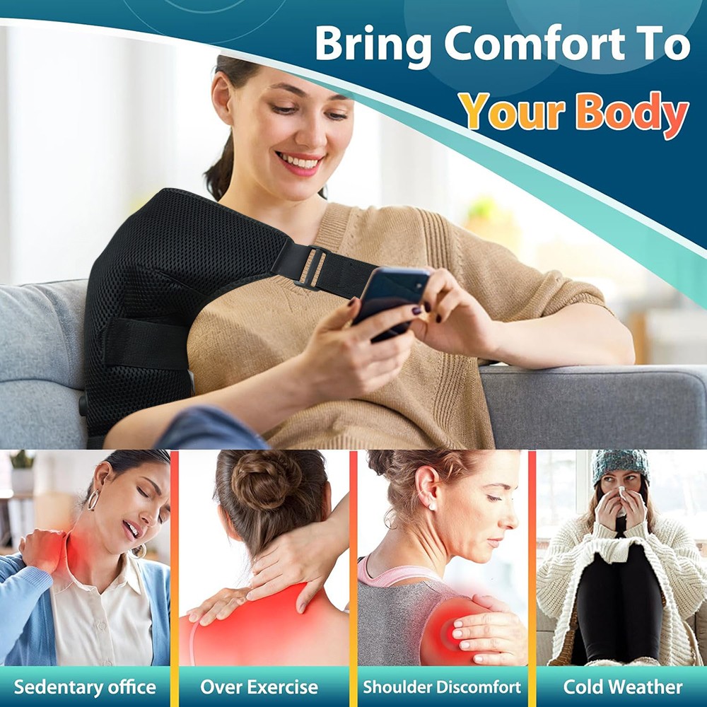 Red Light Shoulder Massager Pain Relief with 3 Vibration Modes, 3 Heating Levels