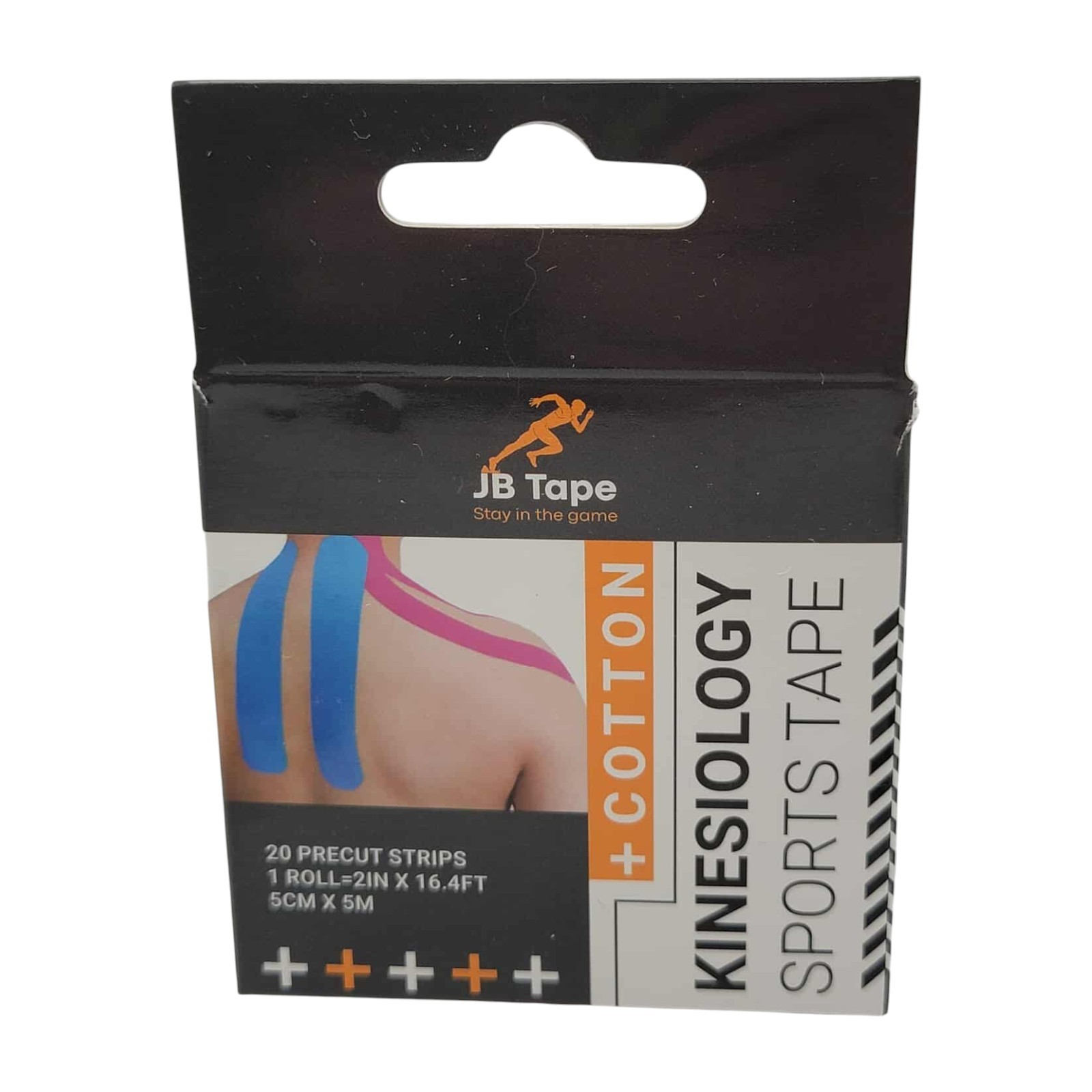 JB Tape Kinesiology Sports Tape 20 Precut Strips 3 Rolls 2″ x 16.4 FT Elastic