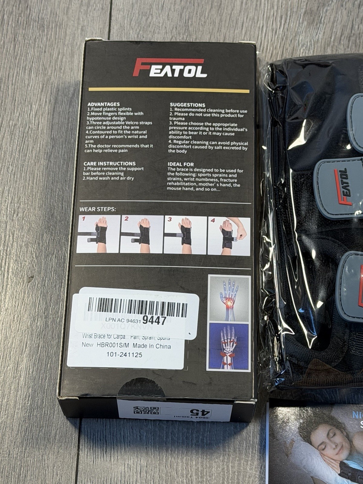 FEATOL Wrist Brace Right Hand S/M Carpal Tunnel Support New Open Box
