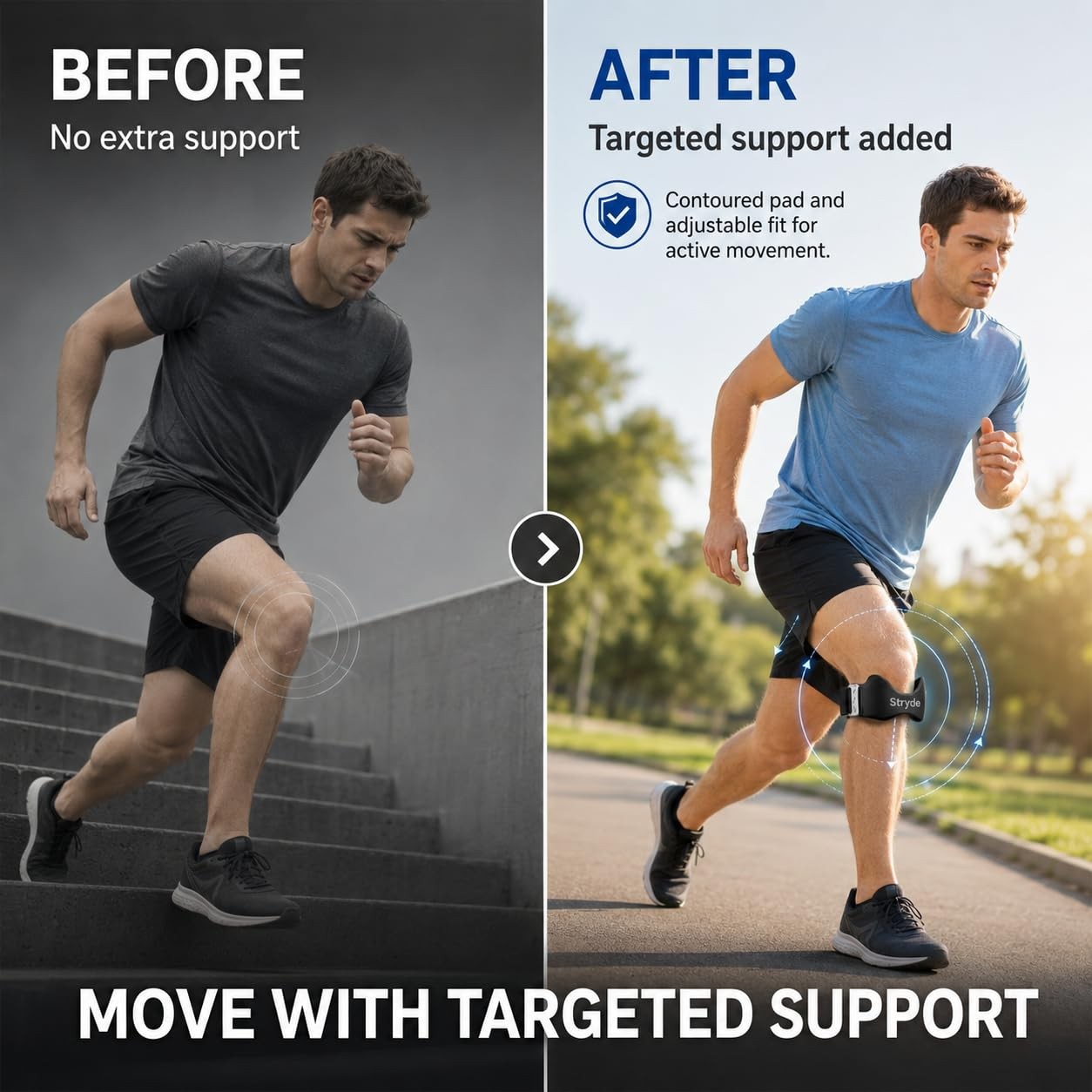 Stryde Precision Knee Strap – Premium Stryde Knee Strap with Silicone Lock-Po…