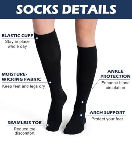 (3 pairs) Compression Socks 20-30 mmHg Long Small-Medium 3p8 Beige/Nude/Coffee