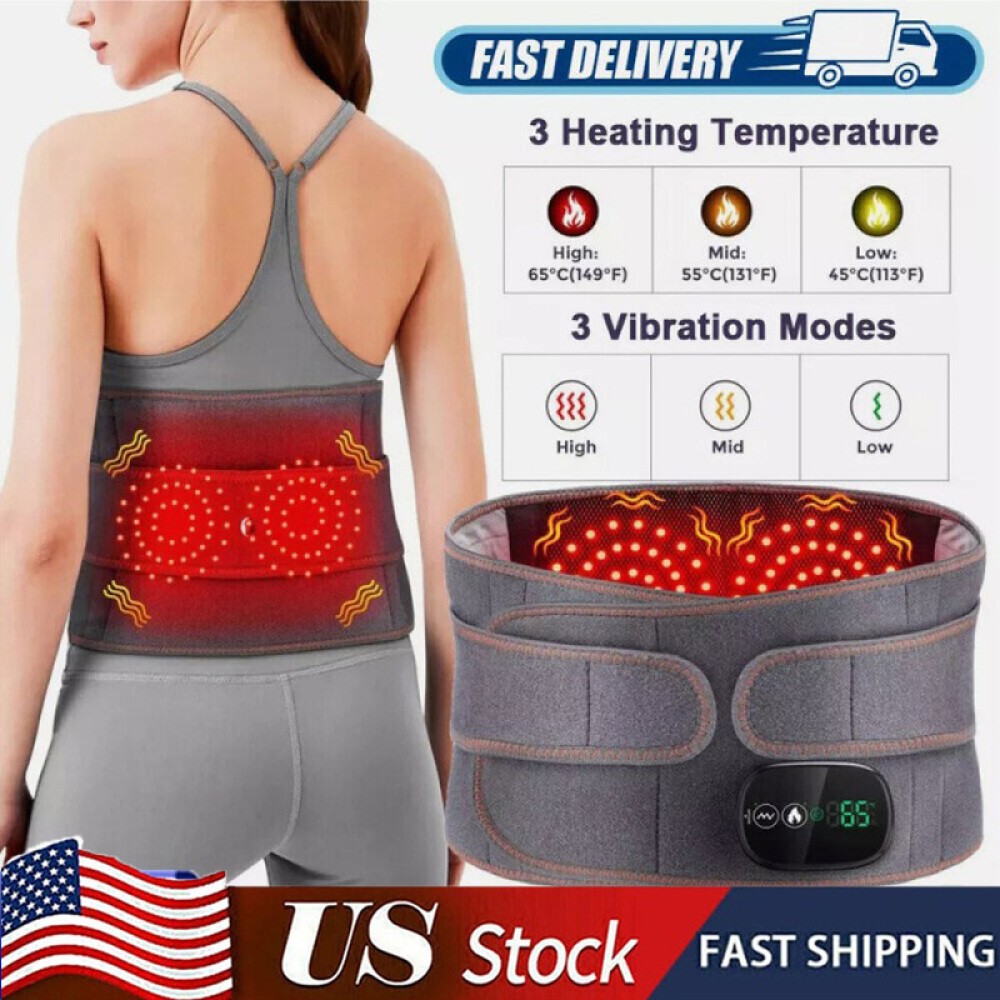 Cordless Heating Pad Belt Wrap for Back Massager with 3 Heating and 3 Vibration