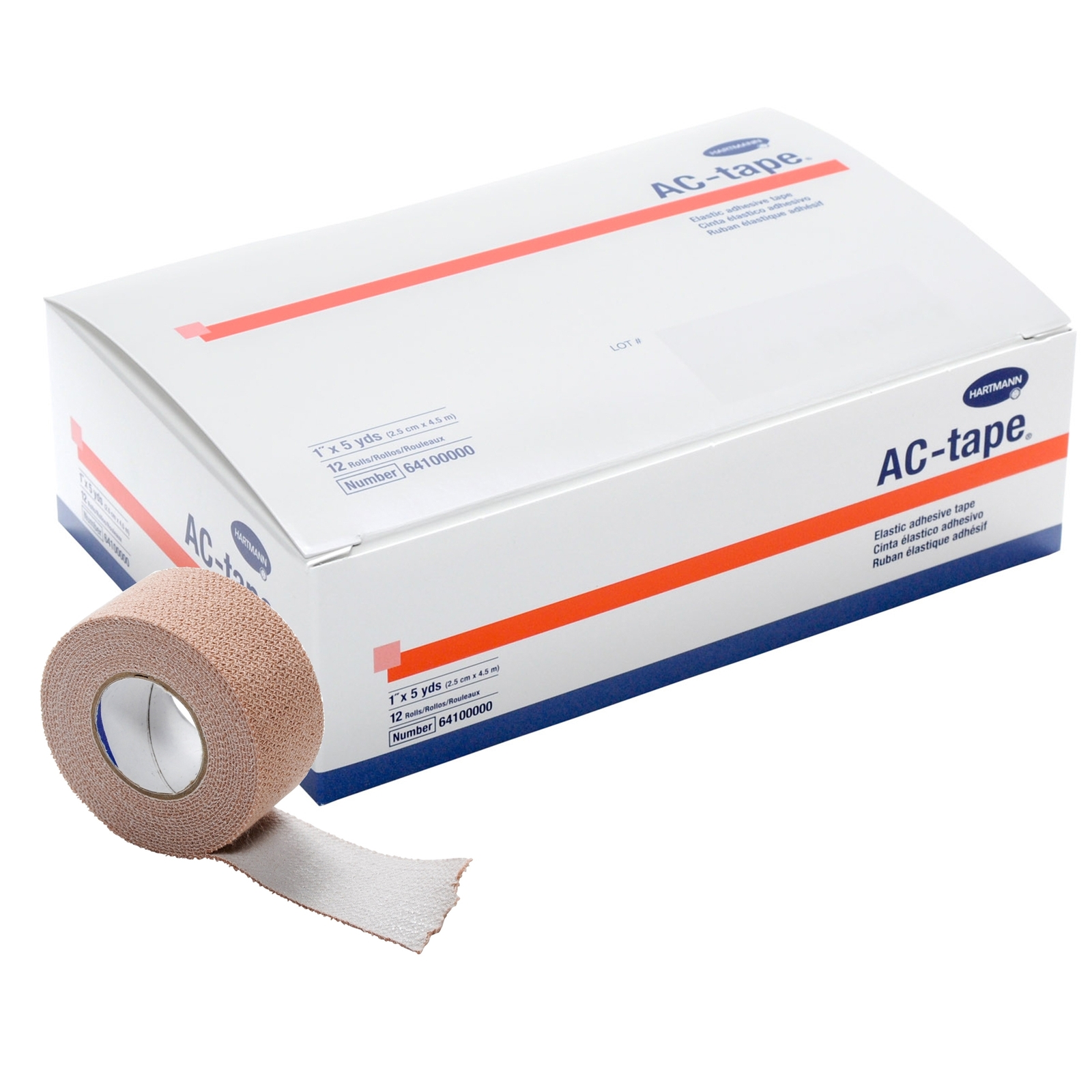 Hartmann AC-tape Athletic Tape 1″ x 5 Yd Mid-Strength Adhesive 64100000 12 Ct