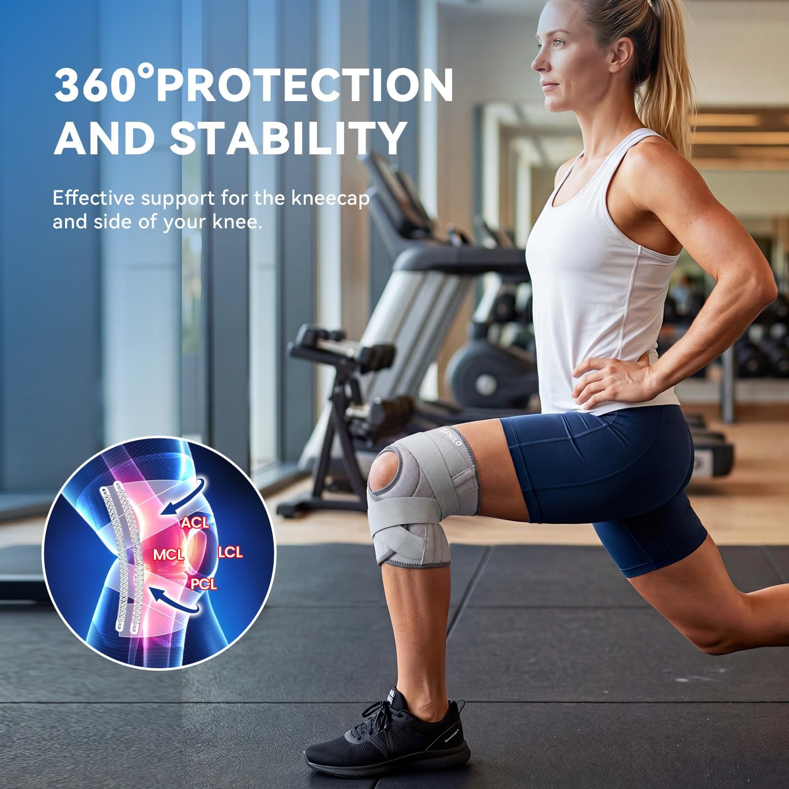 Knee Brace for Women & Men, Knee Brace for Meniscus Tear,Gray,XX-Large