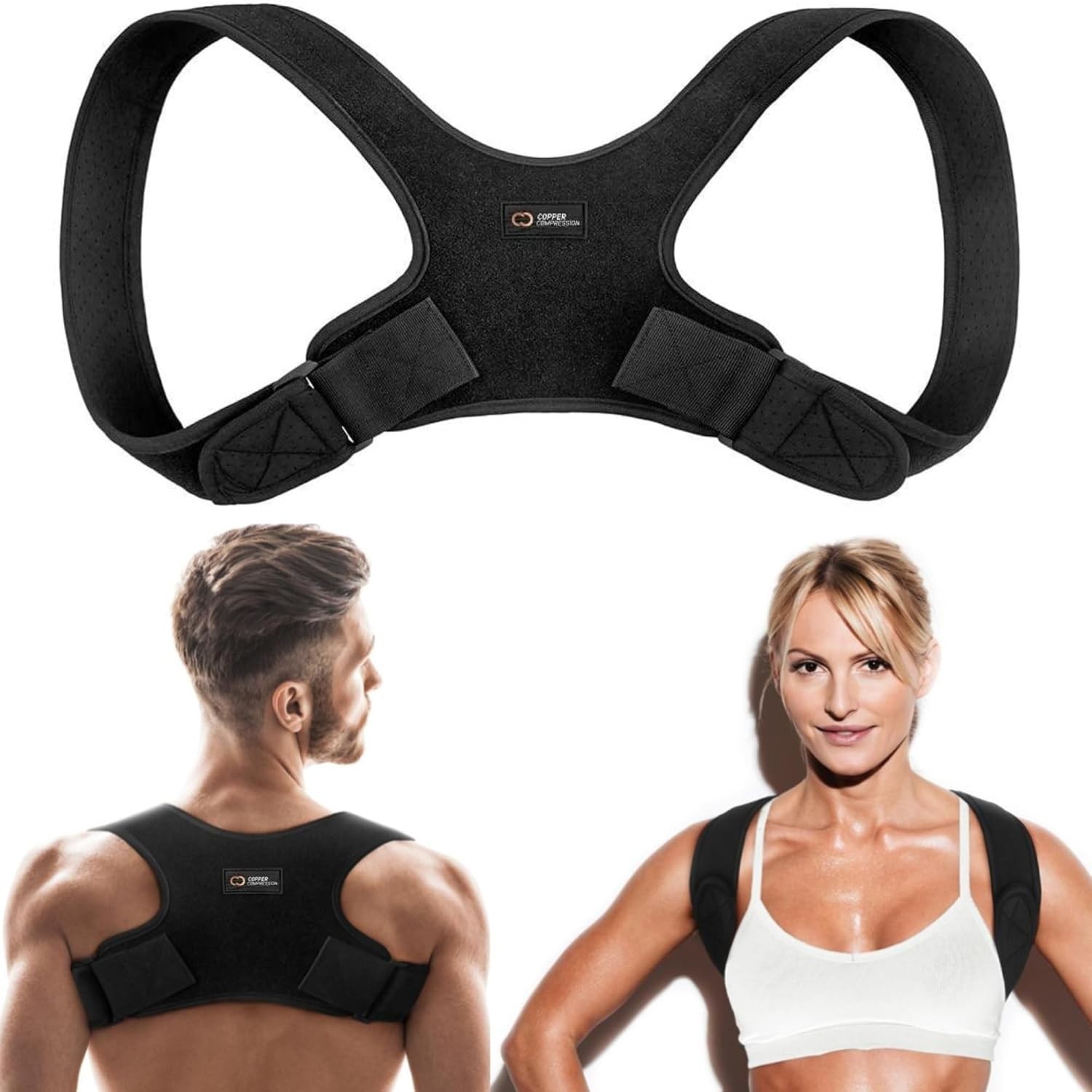 Posture Corrector for Men & Women – Adjustable Copper Infused Orthopedic Brac…