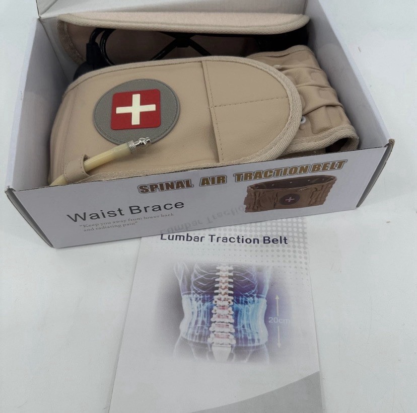 Spinal Air Traction Belt Lumbar Waist Brace Decompression Back Support Tan