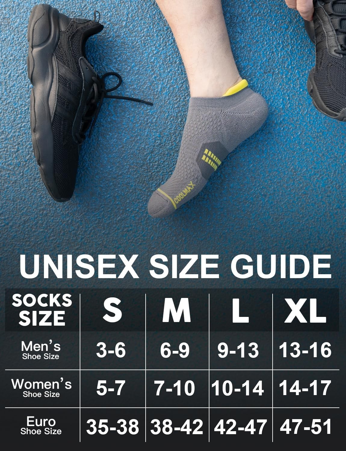 Coolmax Bamboo Viscose Compression No Show Running Socks – Moisture Wicking, Cus