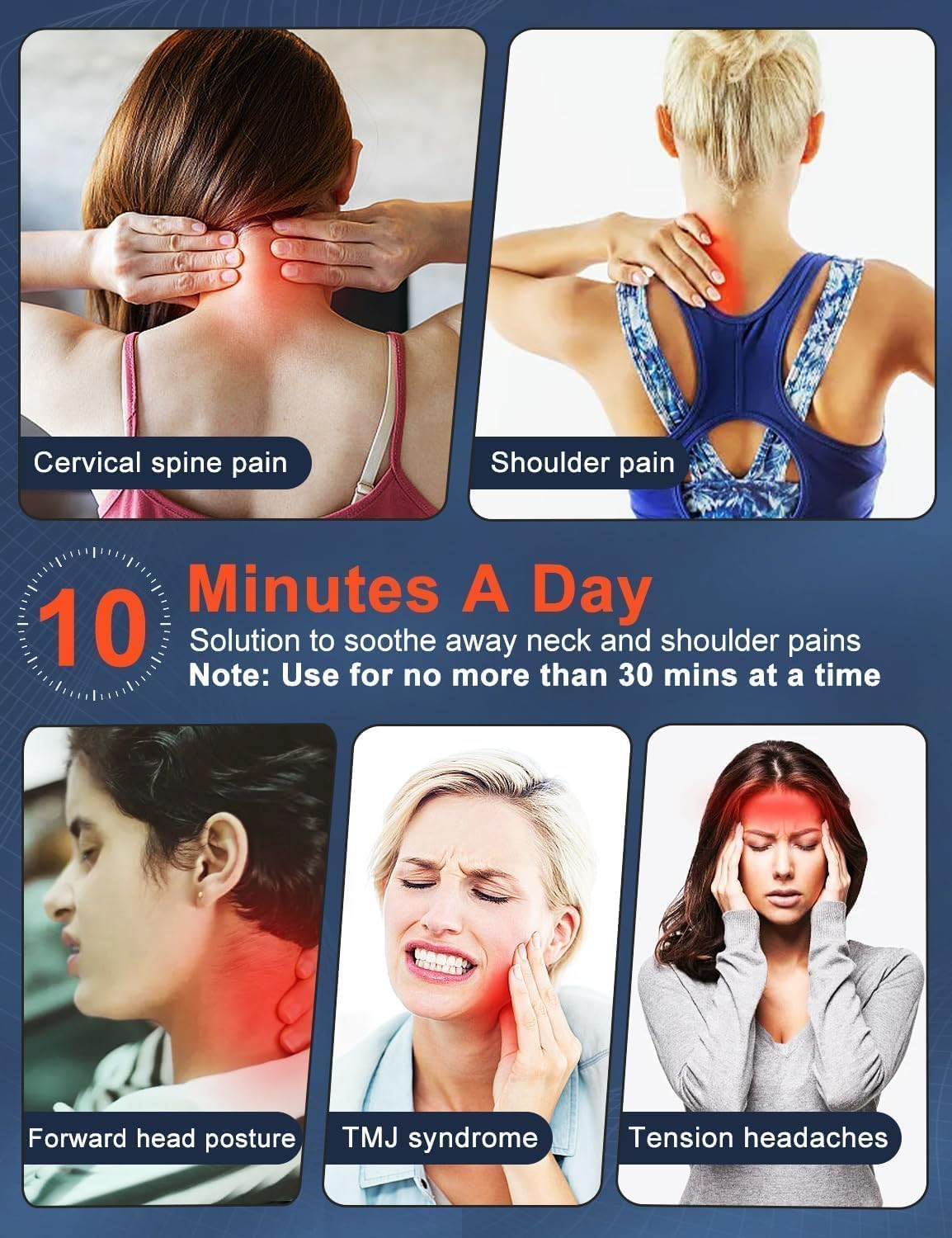 Wireless Heated Neck Stretcher for Pain Relief, Portable Cordless Neck Shoulder
