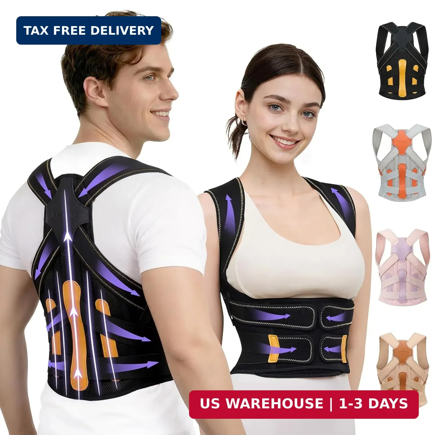 Posture Corrector for Women and Men, 5 Full Back Support Brace Rods, FSA&HSA Eli