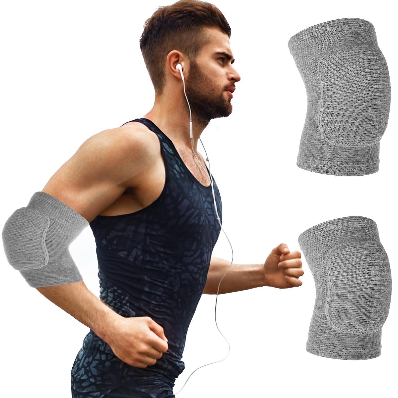 COMNICO Arm Brace Pads Elbow Protector Strap Pair Gray, Gray(40-75kg)