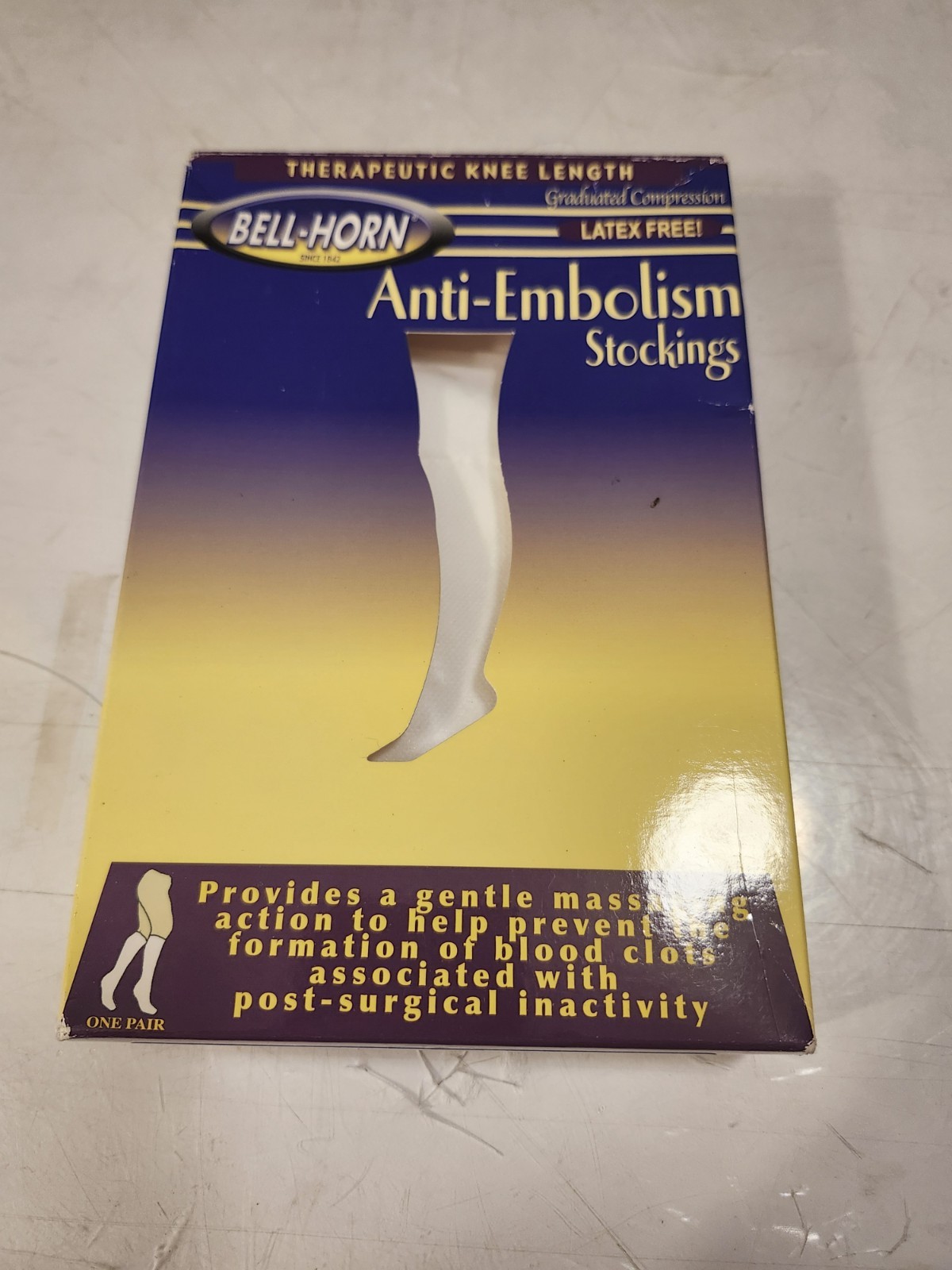 Anti Embolism Bell-Horn Stockings 18 mmHg Compression Closed Toe White X- Large