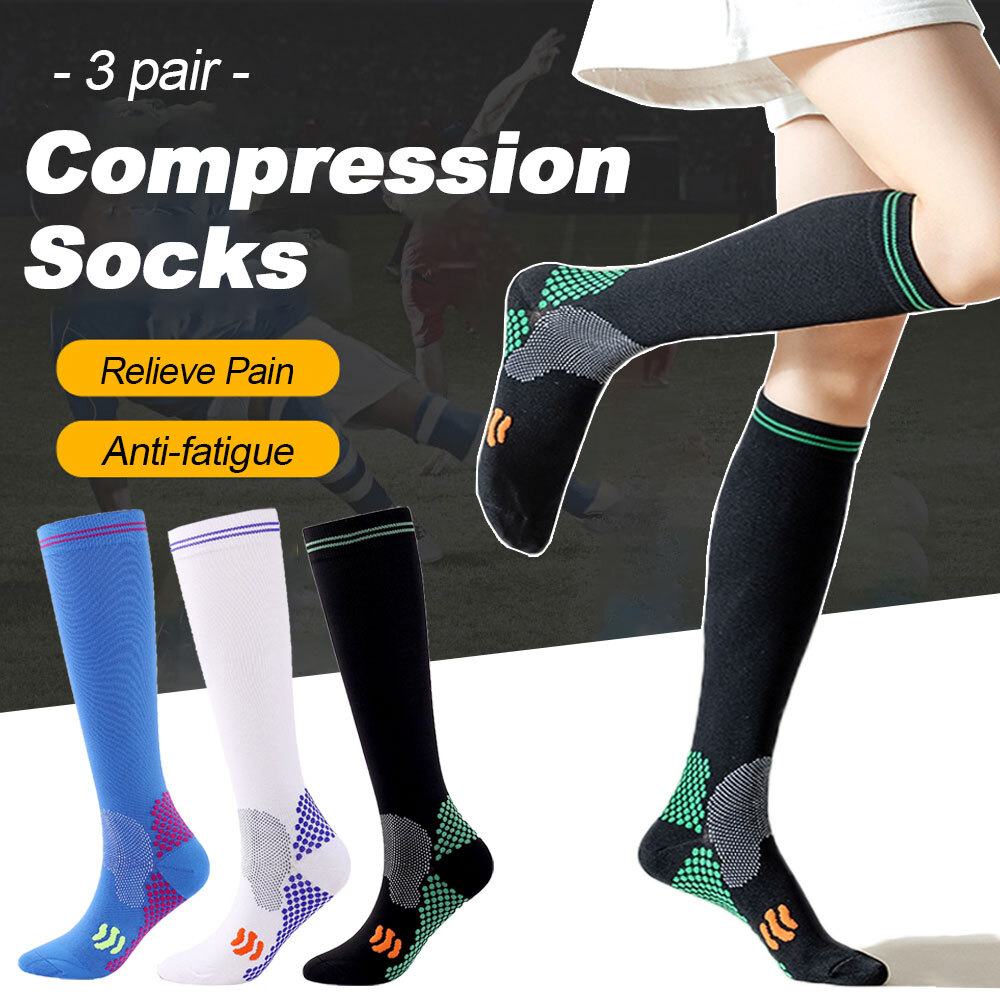 3Pair Compression Socks Diabetic Socks,Circulation,Reduces Swelling&Pain 20-30mm