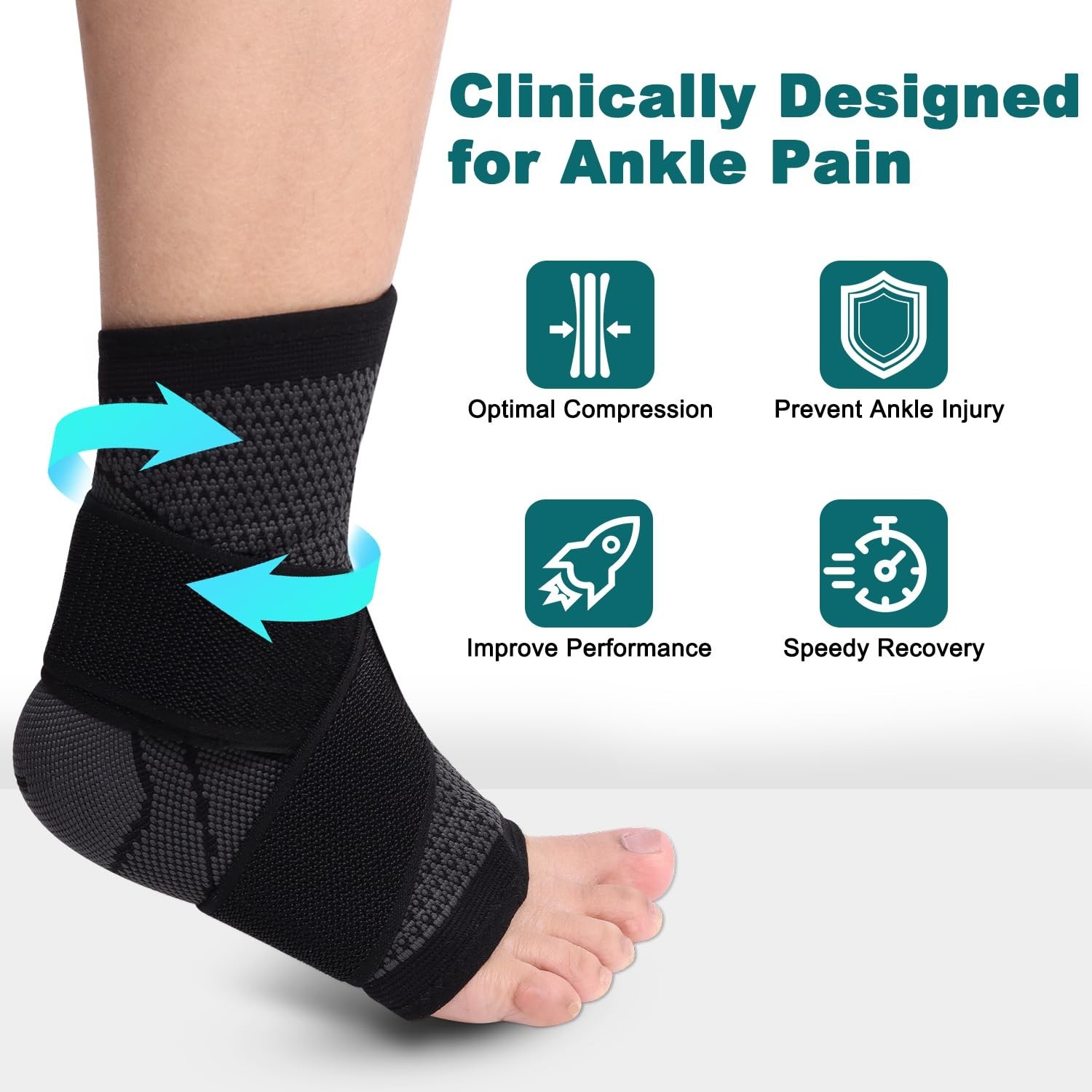 Ankle Brace Compression Sleeve Support Plantar Fasciitis Pain Relief Foot Wrap
