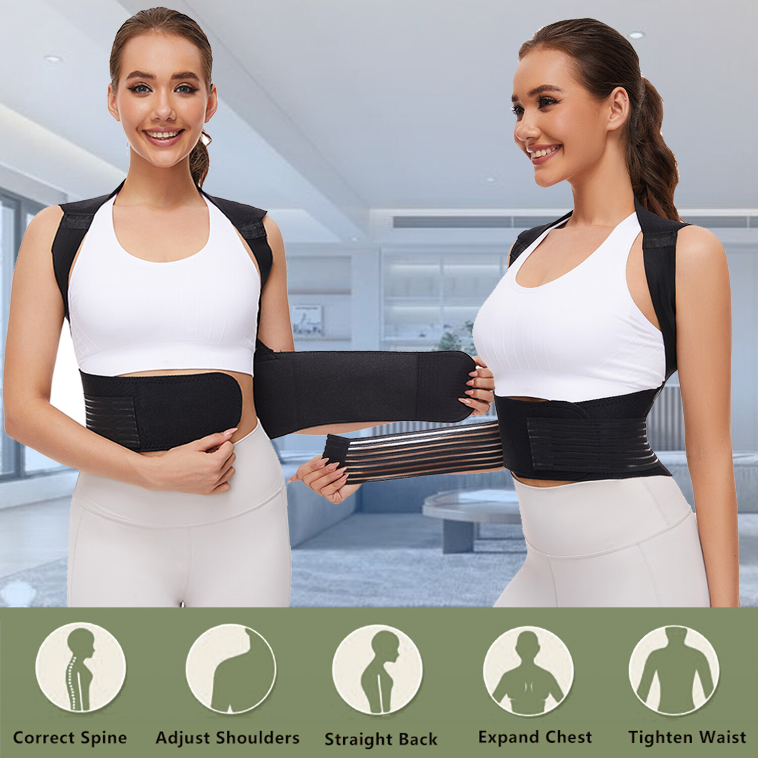 MAGNETIC Posture Corrector Brace Low Back Support Shoulder Brace Belt Unisex US