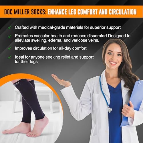 Compression Calf Sleeve for Men & Women – 20-30mmHg Large REGULAR Black