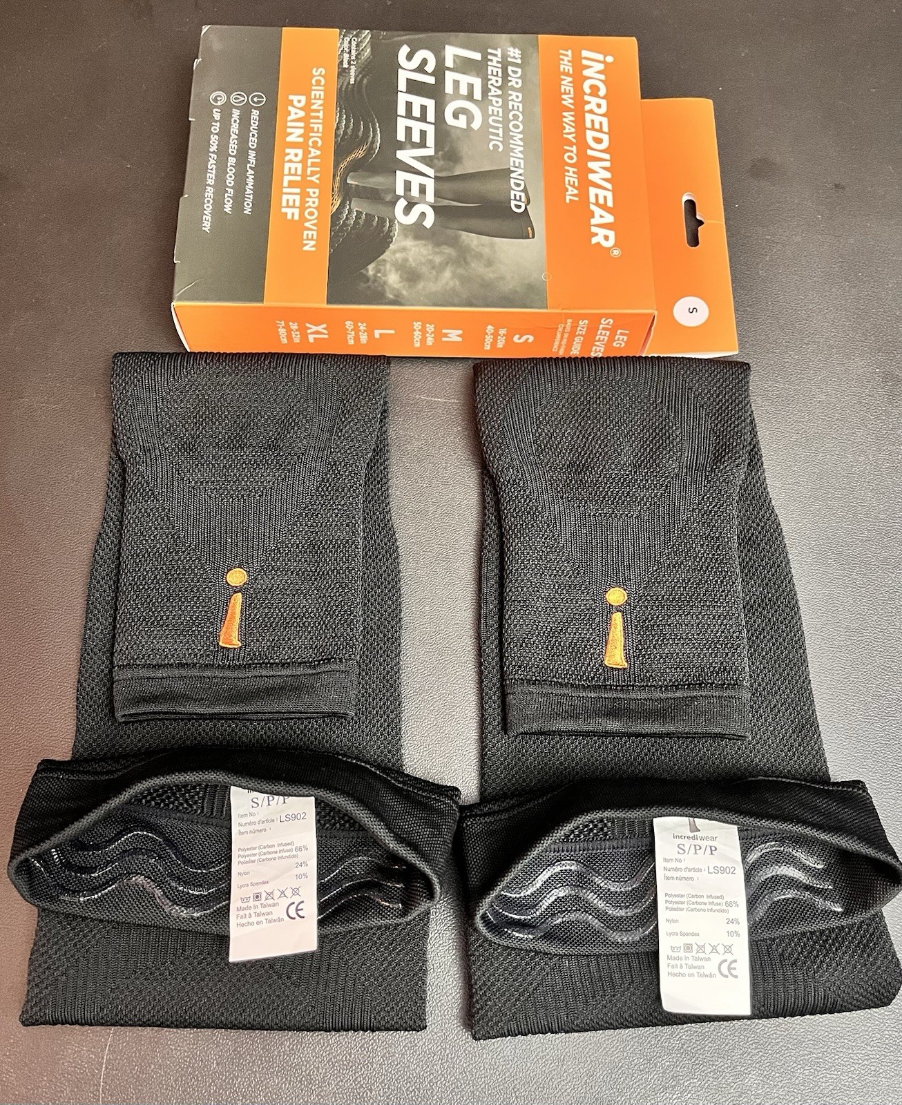 Incrediwear Leg Sleeve Pair Small Black Compression Support – Used