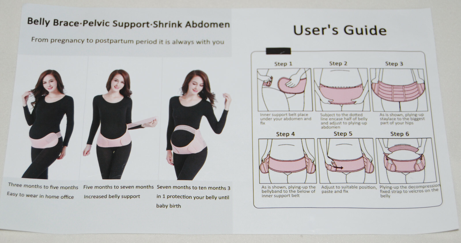New Belly Band Brace for Pregnancy Pelvic Support in White sz M