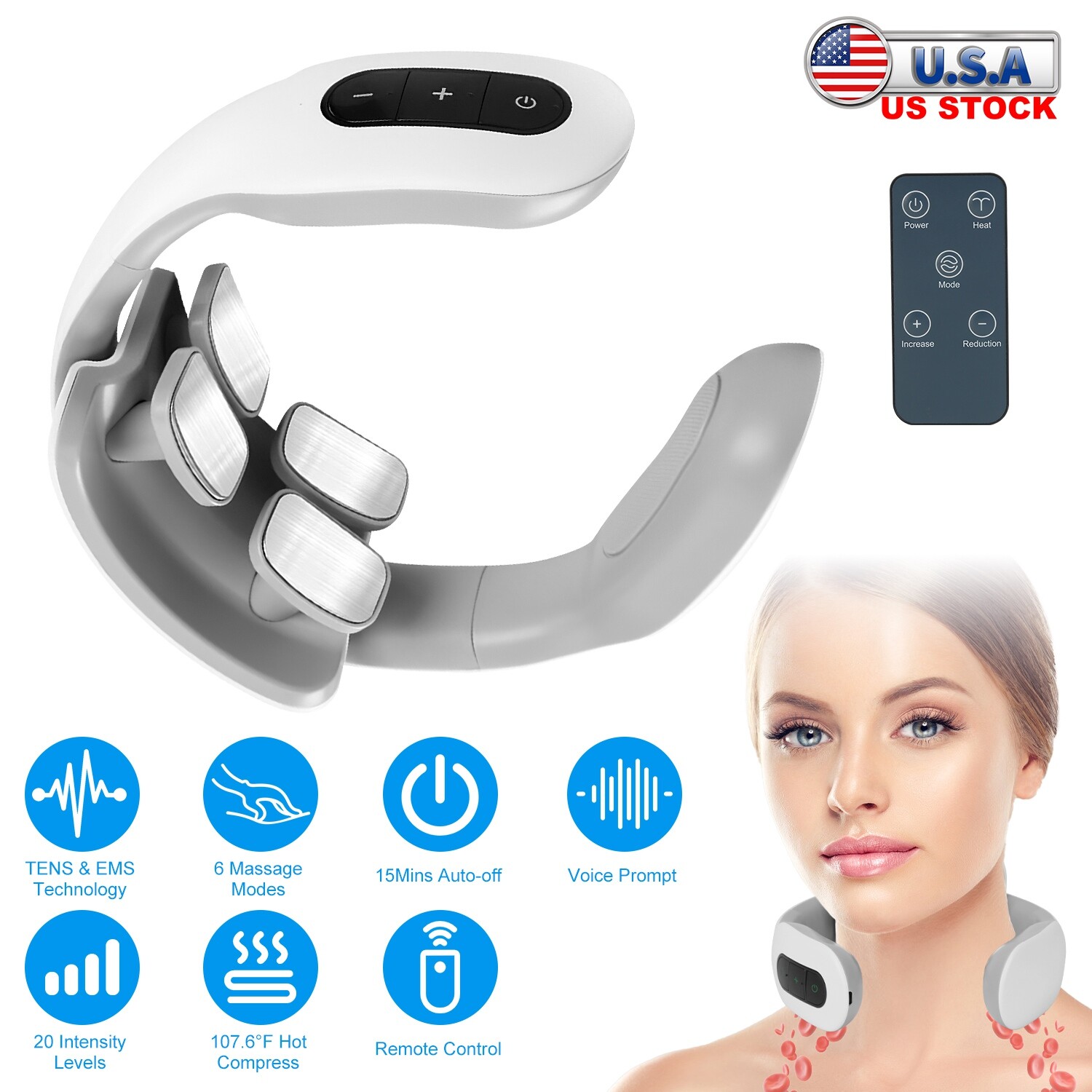 Back and Neck Massager, Back Massager Deep Tissue Kneading Massager Neck