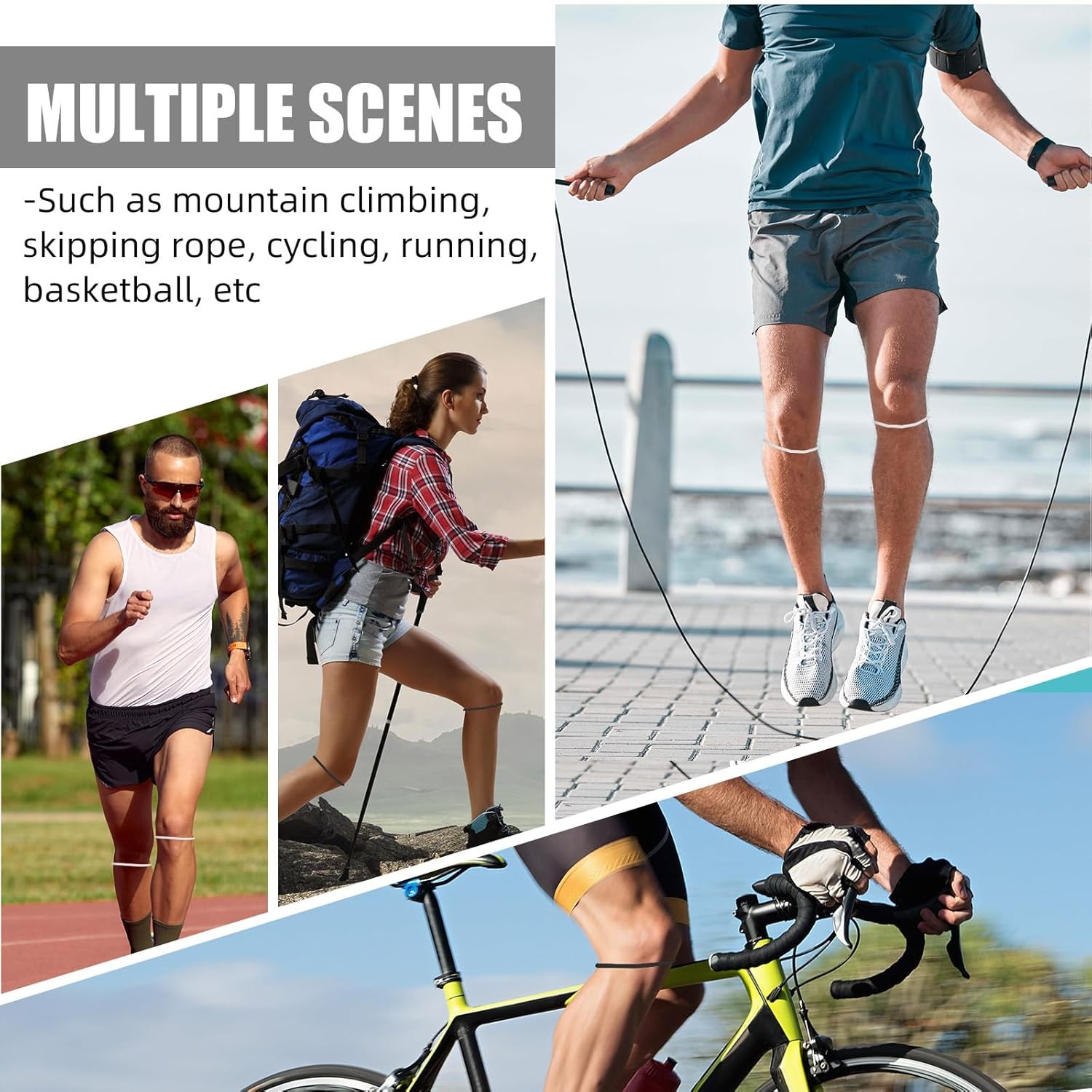 2PC Flex Wrap Silicone Patellar Tendon Support Strap Adjustable Knee Brace Strap