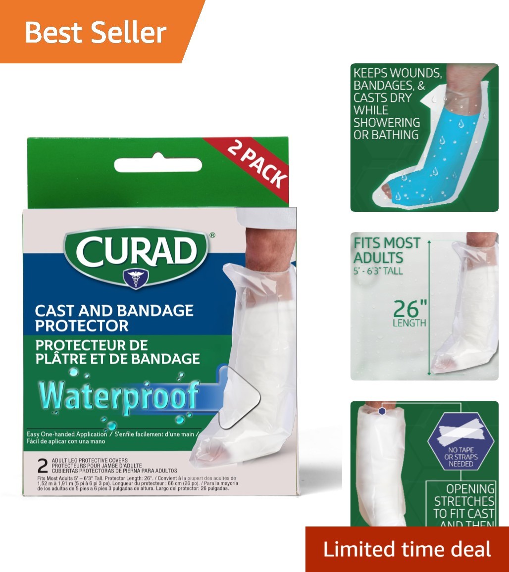 Durable Reusable Cast Protector for Adult Legs: Waterproof & Convenient, 2 Count